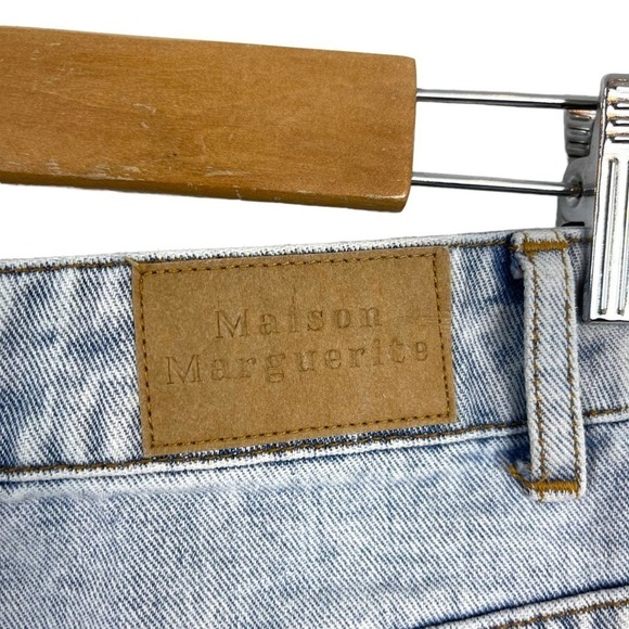 Maison Marguerite Light Wash High Rise Waist Rigid Denim Wide Leg Jeans Size M - Picture 14 of 16